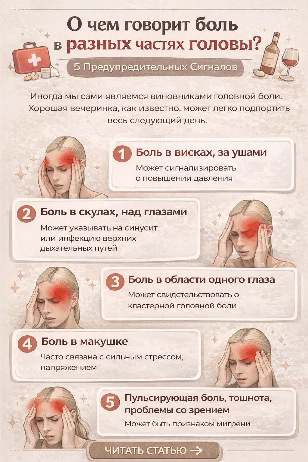 О чем говорит боль в разных частях головы