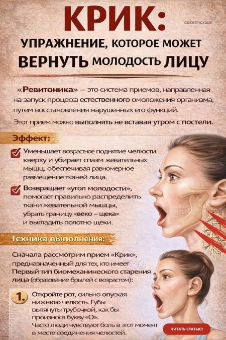 КРИК: Упражнение, которое может вернуть молодость лицу