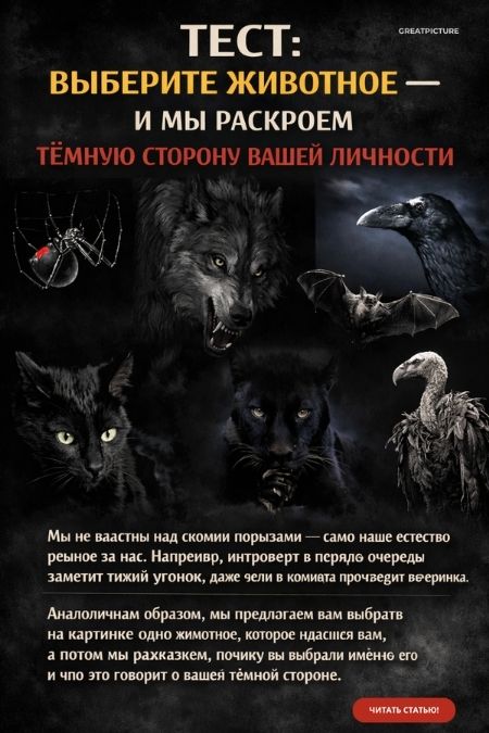 Тест:Выберите животное — и мы раскроем тёмную сторону вашей личности