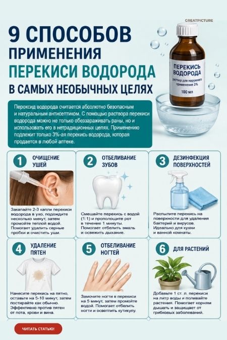 9 Способов применения перекиси водорода