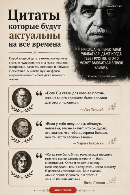 Цитаты которые будут актуальны на все времена