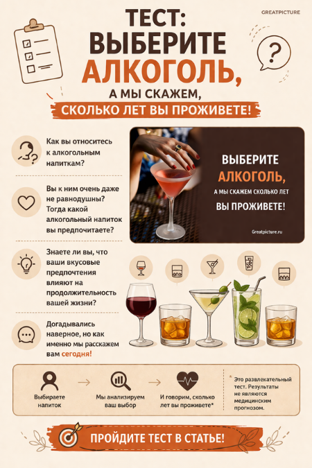 Тест: Выберите алкоголь, а мы скажем, сколько лет вы проживете!
