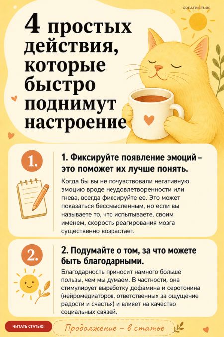 4 простых действия, которые быстро поднимут настроение