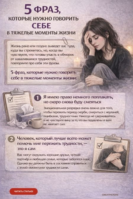 5 фраз которые нужно говорить себе в тяжелые моменты жизни