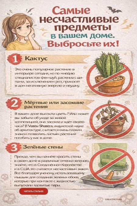 Самые несчастливые предметы в вашем доме.Выбросьте их!