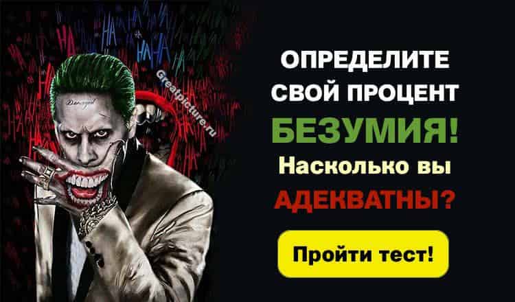 Тест.Определите свой процент безумия! Насколько вы адекватны?