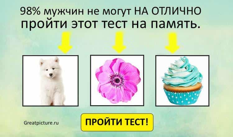 98% мужчин не могут НА ОТЛИЧНО пройти этот тест на память.