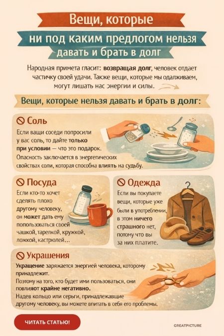 вещи которые нельзя давать в долг