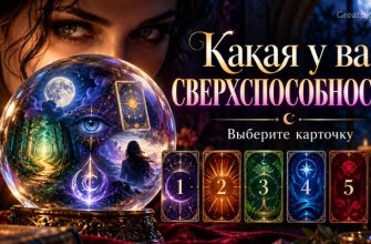 Яркая мистическая миниатюра с женским взглядом и карточками для теста на экстрасенсорные способности.