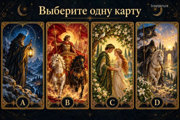 Четыре карты Таро — Отшельник, Колесница, Влюблённые и Смерть