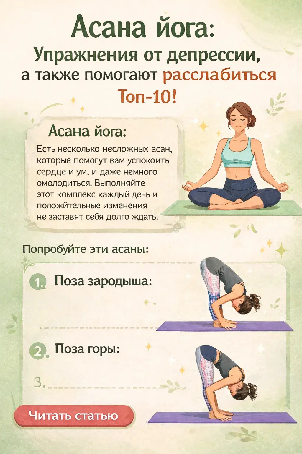 Асана йога: Упражнения от депрессии, а также помогают расслабится