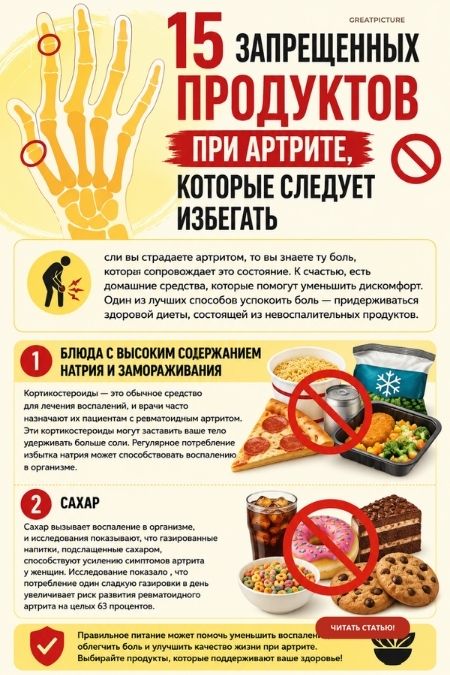 15 запрещенных продуктов при артрите