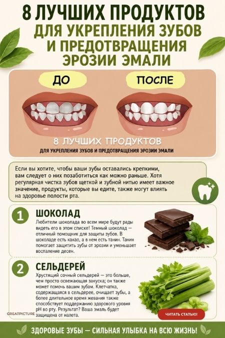 8 лучших продуктов для укрепления зубов