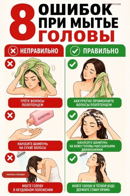 8 Ошибок которые вы допускаете когда моете голову
