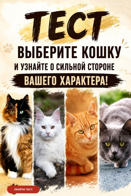 Тест. Выберите кошку и узнайте о сильной стороне вашего характера