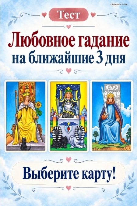 Тест. Любовное гадание на ближайшие 3 дня. Выберите карту!