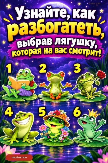 Узнайте как разбогатеть, выбрав лягушку, которая на вас смотрит!