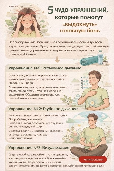 5 чудо-упражнений, которые помогут «выдохнуть» головную боль