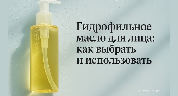Флакон гидрофильного масла на светлом фоне с каплями воды.