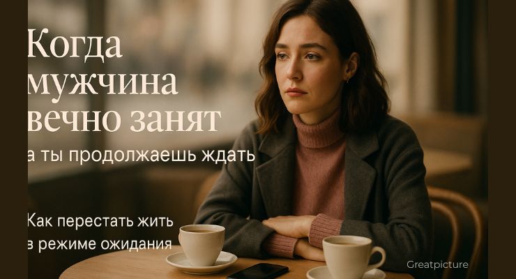 Женщина у окна в ожидании мужчины, который постоянно занят.