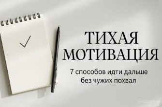 Обложка «Тихая мотивация» с блокнотом и одной галочкой.