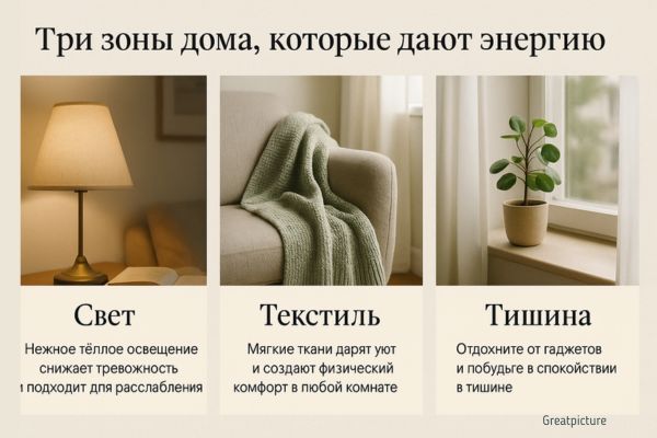 Три зоны дома, которые дают энергию.