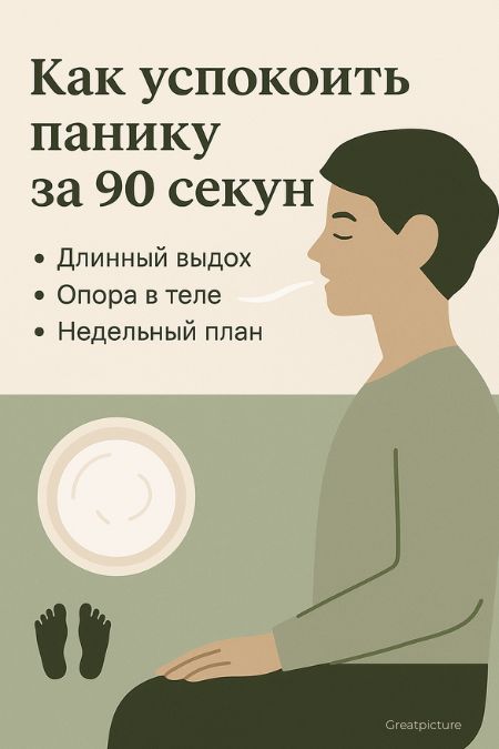 Вертикальный пин с двумя способами быстро успокоить панику и краткими подсказками.