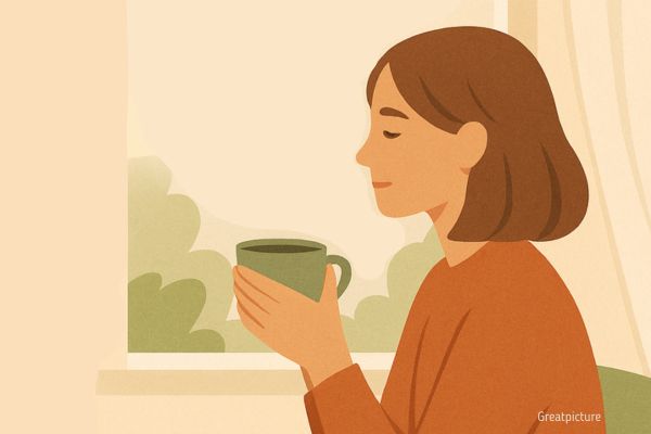 Женщина с чашкой чая, маленькие микропривычки счастья по утру