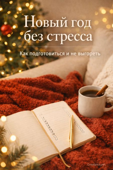 Уютный новогодний декор и кружка с напитком, идеи для Нового года без стресса