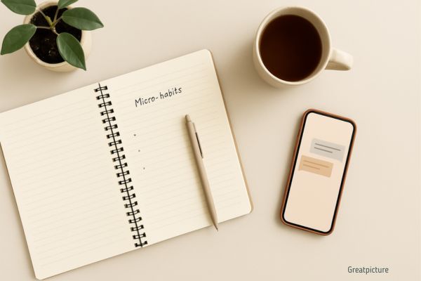 3. Микро-«уголок удовольствия» для глаз Когда: в течение дня, когда взгляд постоянно в экране или бумагах. Сколько времени: 30–60 секунд. Выберите одну маленькую визуальную точку, которая вам приятна: картинка на стене, растение, кружка, окно с видом, фото близкого человека. Раз в день (или чаще) осознанно переводите взгляд на этот объект и просто рассматривайте его 30–40 секунд: цвет, форму, свет, детали. Мозг очень отзывчив на визуальные сигналы. Такой микроритуал работает как мягкая кнопка «паузa» для нервной системы и отличная микропривычка счастья для тех, кто устает от визуального шума.