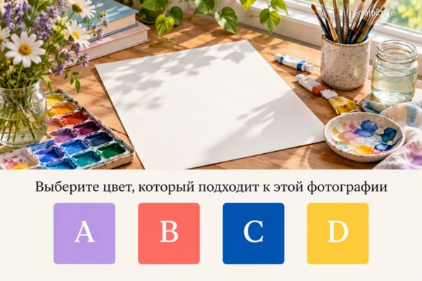 Краски и чистый лист с четырьмя цветами для теста на талант