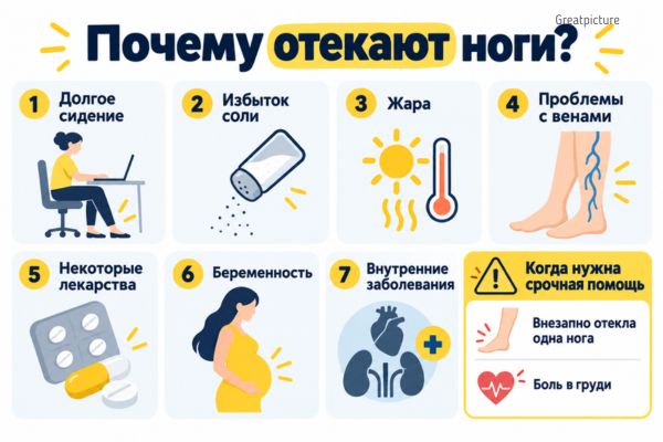 Семь возможных причин отёков ног и важные предупреждающие признаки