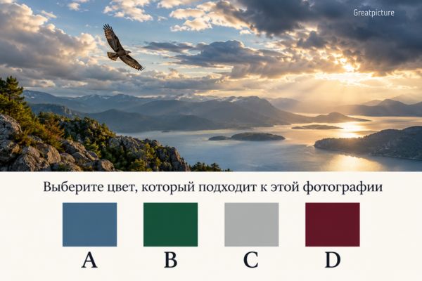 Птица в небе перед переменой погоды и четыре цвета для теста.