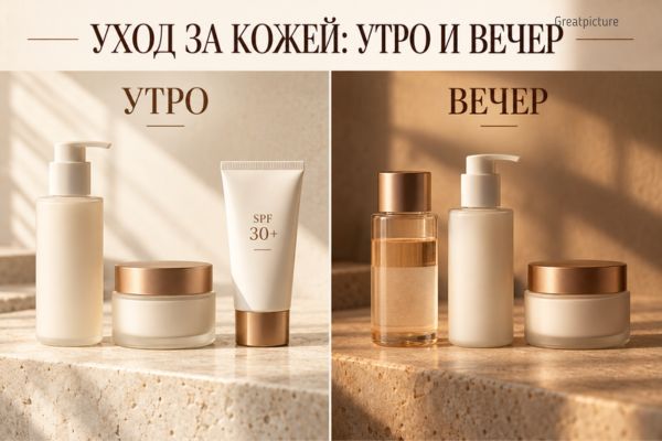 Схема утреннего и вечернего ухода за кожей